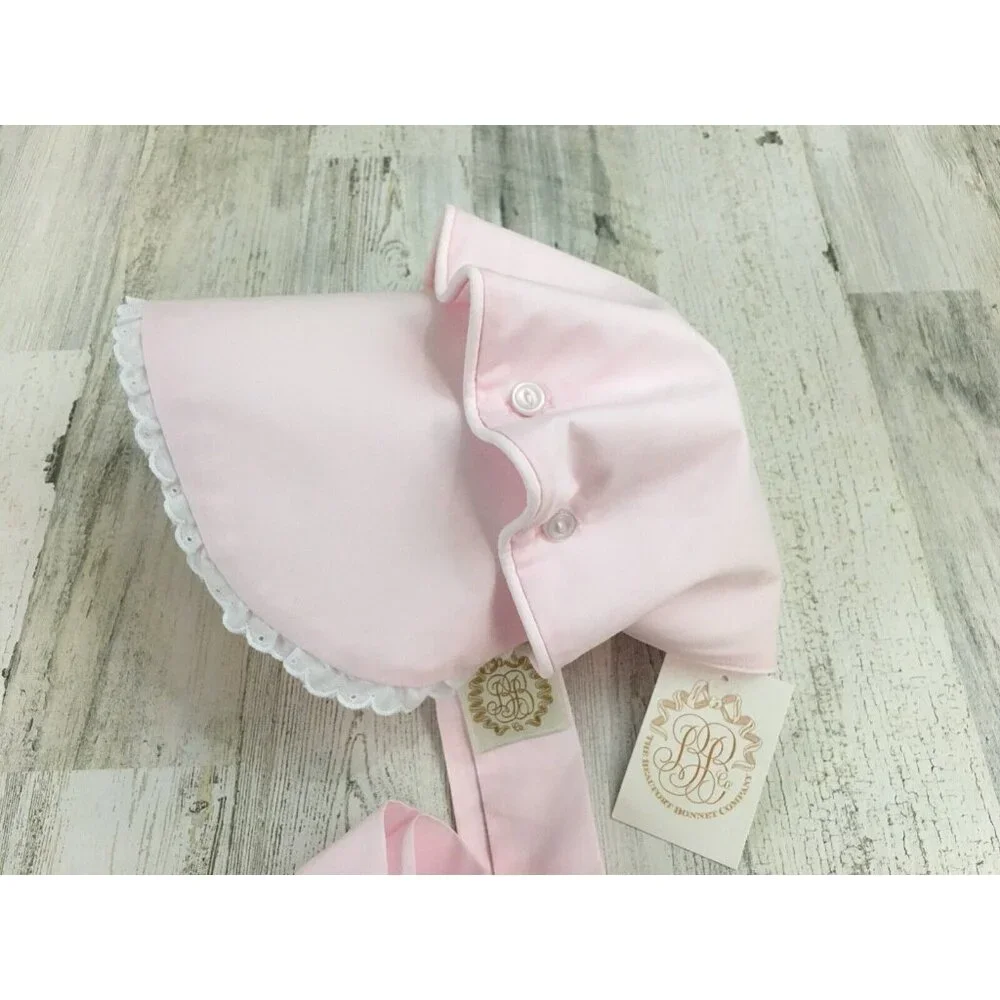 The Beaufort Bonnet Company XL 3T 4T Bellefaire Bonnet Pink Eyelet Lace Girls - Picture 3 of 14